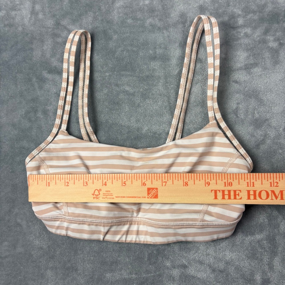 Lululemon Straight Up Bra 4 Narrow Stripe Tan White Yoga Athletic Sportcore Gym - Picture 9 of 9